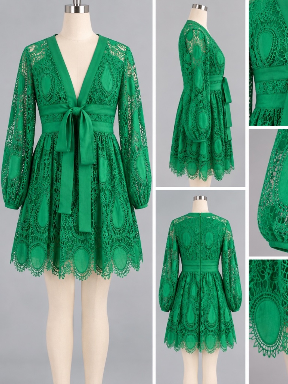 JJS Fairyland Emerald Green Lace Mini Dress